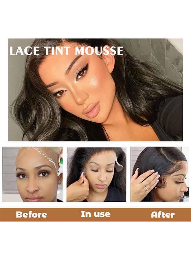 EELHOE Lace Tint Mousse，Wig Lace Tint Spray Brown, Quick Drying Lace Tint Melting Hair Mousse, Water Resistant Tinting Spray for Women Hair Wigs Natural Finishing, Light Brown-60ML - Image 4